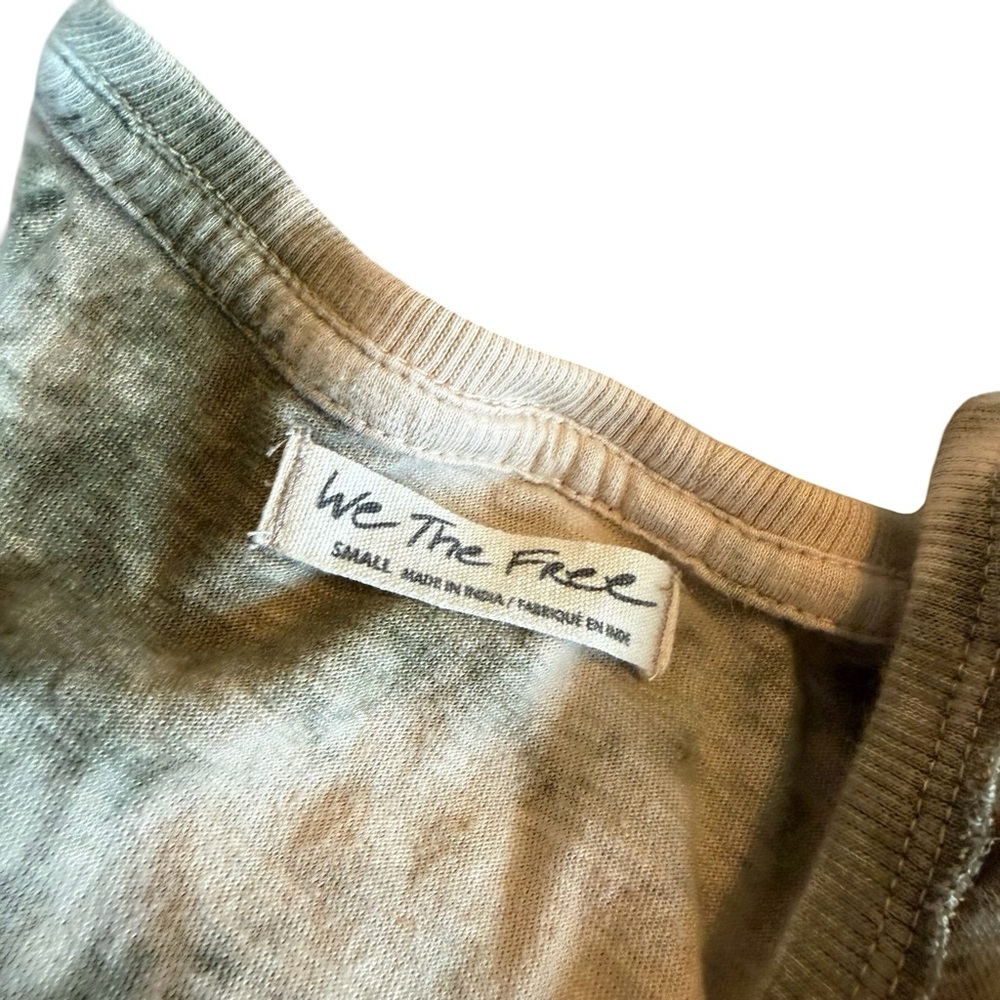 We The Free Riptide Tie Dye T-Shirt Short Sleeve Moss Green Cotton Linen Small - Picture 7 of 12